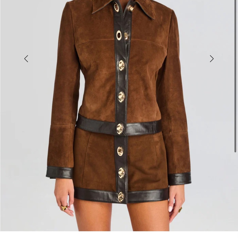 Retrofete Brown Suede Blazer with Black Trim